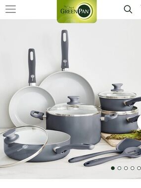BNIB The Original GreenPan Dover 12-Piece Ceramic Nonstick Cookware Set — Gray